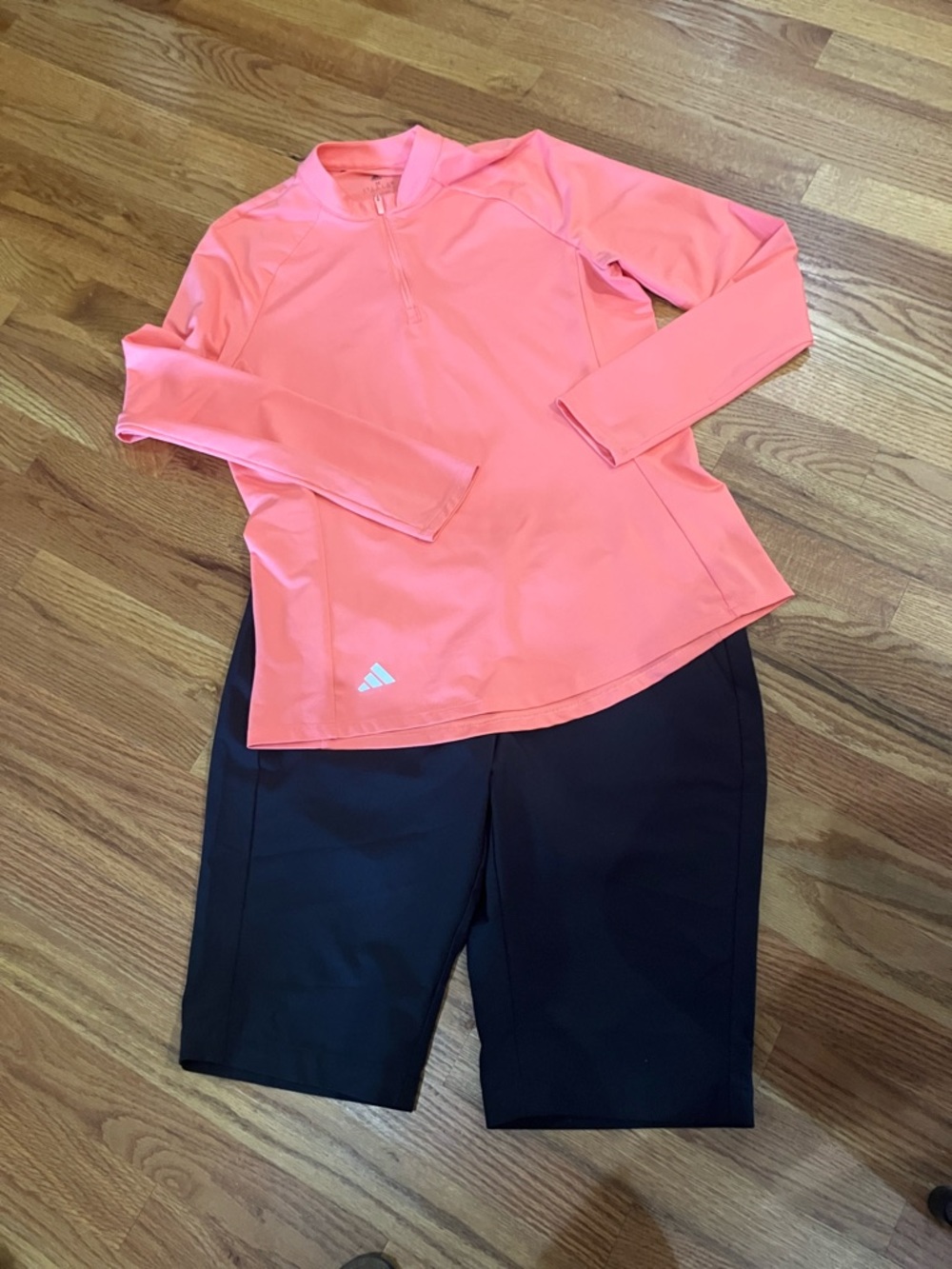 Adidas Neon Coral Quarter-Zip Top Sz M and Tommy Armour Black Golf Sz 10 EUC
